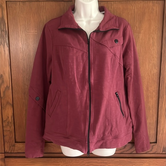 Cabi Training Jacket EUC Size Med. Burgandy slub terry with such a cute fit! - Picture 1 of 7